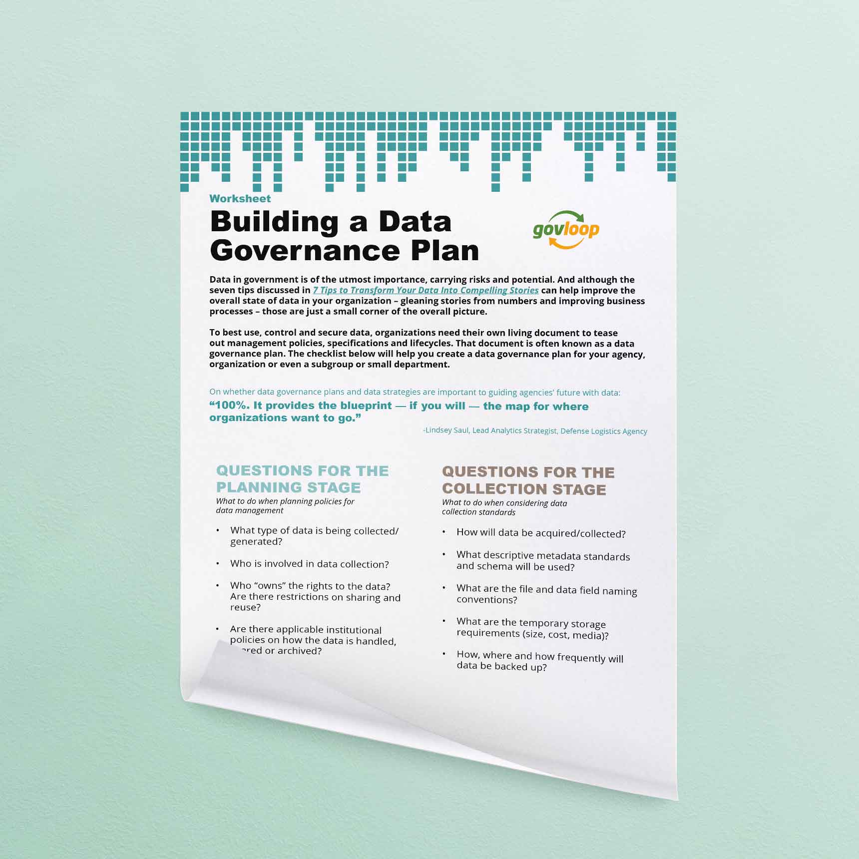 Worksheet Building A Data Governance Plan Resources Govloop